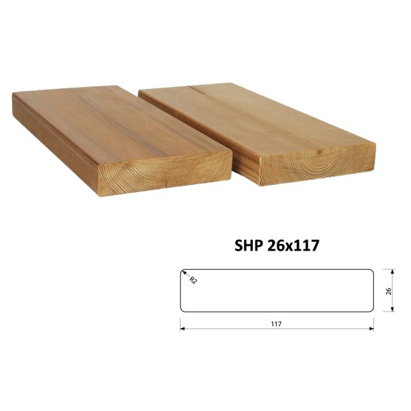 Hladko hobľovaná doska ThermoWood SHP 26x117 mm