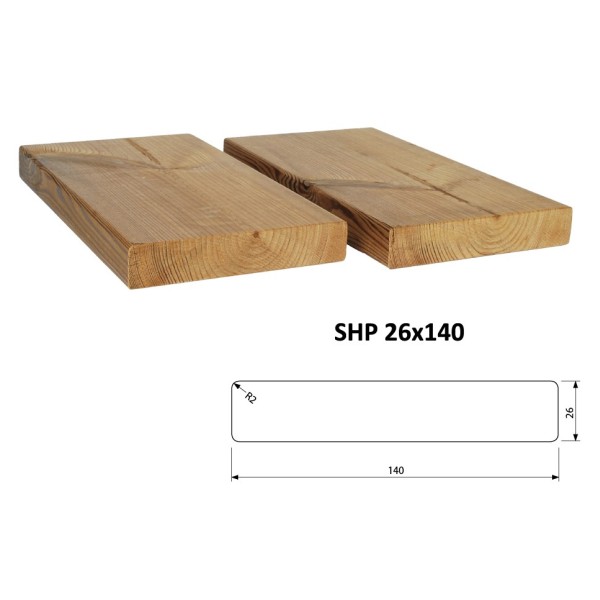 Hladko hobľovaná doska ThermoWood SHP 26x140 mm