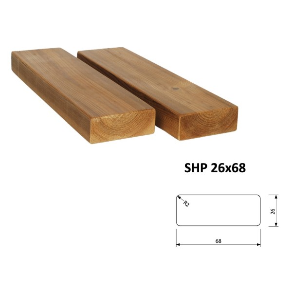 Hladko hobľovaná doska ThermoWood SHP 26x68 mm